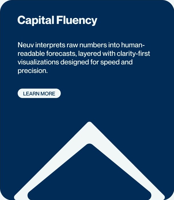 Neuv 'Capital Fluency' card describing human-readable forecasts.